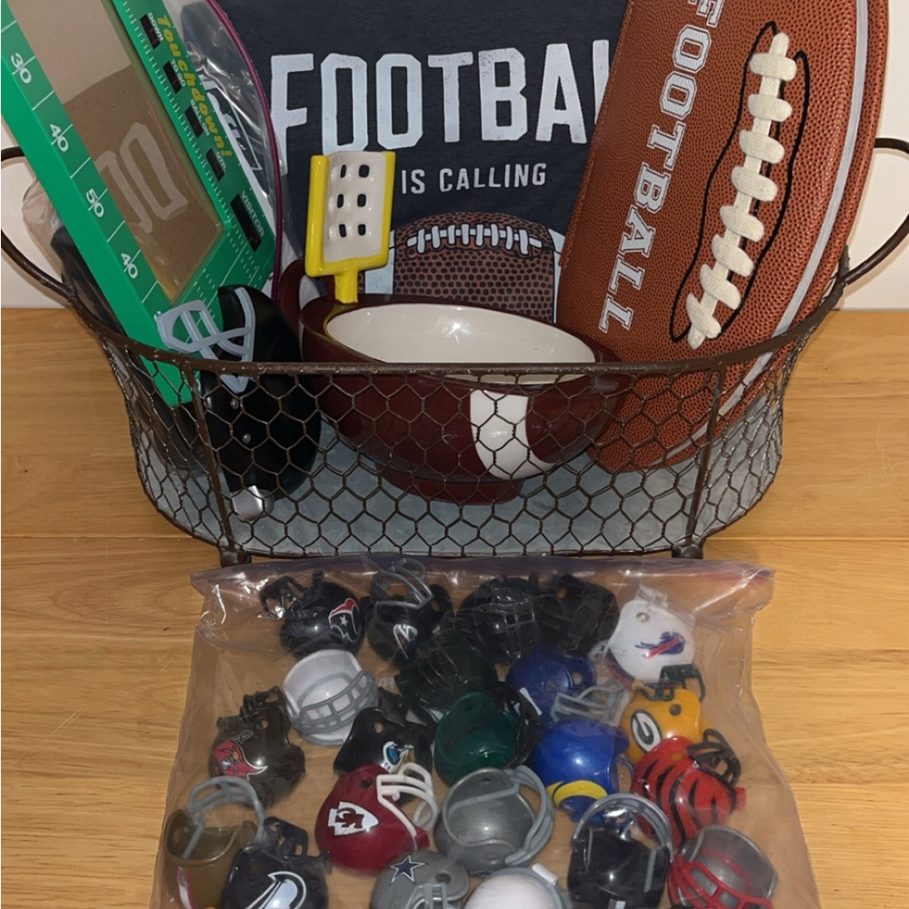 Football Themed Gift Basket with Assorted Items